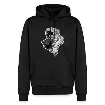 Astronaut mit Harmonika - Männer Premium Bio Hoodie - Schwarz - Vorne - Nico (187cm)