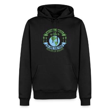 NATURAL FORCES WITHIN US ARE THE TRUE HEALERS OF - Men’s Premium Organic Hoodie - black - Front - Nico (187cm)