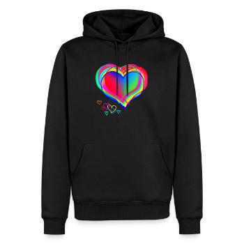 Herzdesign bunt abstrakt Valentinstag - Männer Premium Bio Hoodie - Schwarz - Vorne - Nico (187cm)