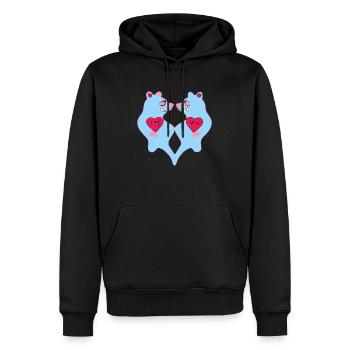 Couple d 'ours bleus - Sweat à capuche Premium bio Homme - noir - Devant - Nico (187cm)