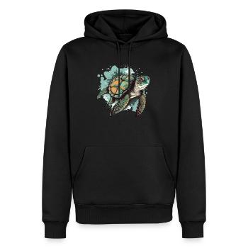 Die Meeresschildkröte - Männer Premium Bio Hoodie - Schwarz - Vorne - Nico (187cm)