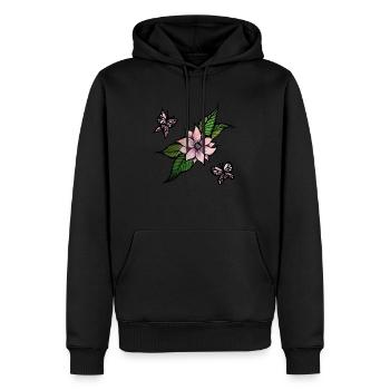 Fleurs et papillons - Sweat à capuche Premium bio Homme - noir - Devant - Nico (187cm)