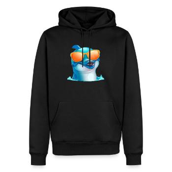Chas le dauphin à lunettes - Sweat à capuche Premium bio Homme - noir - Devant - Nico (187cm)