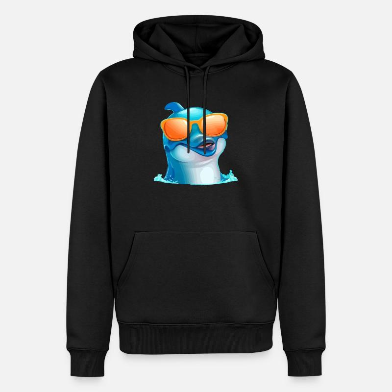 Chas der Brillendelfin - Männer Premium Bio Hoodie - Schwarz