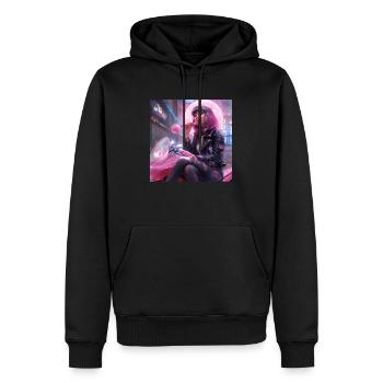 Bubblegum Girl - Cyberpunk Popart Bikergirl - Men’s Premium Organic Hoodie - black - Front - Nico (187cm)