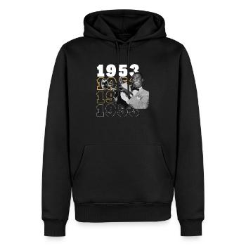 Jahrgang 1953 - Männer Premium Bio Hoodie - Schwarz - Vorne - Nico (187cm)
