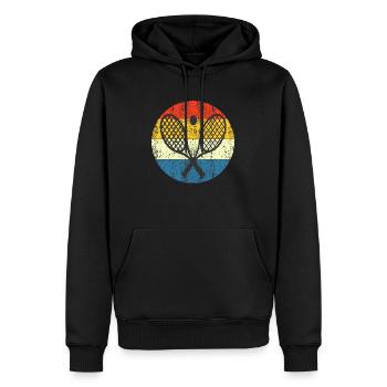 Vintage-Tennis-Retro-Sonnenuntergang - Männer Premium Bio Hoodie - Schwarz - Vorne - Nico (187cm)