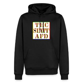 THC STATT AFD - Männer Premium Bio Hoodie - Schwarz - Vorne - Nico (187cm)