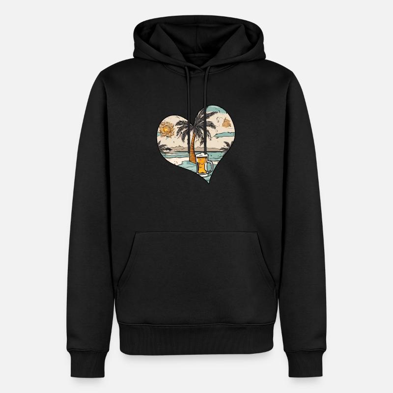 Palmier et bière - Sweat à capuche Premium bio Homme - noir