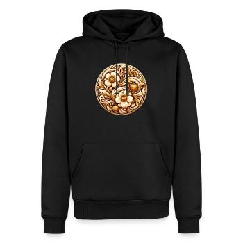 oval floral couleur or inspiré d'art russe - Sweat à capuche Premium bio Homme - noir - Devant - Nico (187cm)