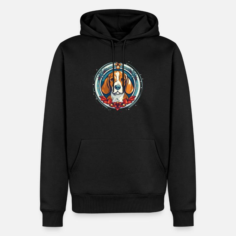 Beagle Chien Xma, Chiens d’amour - Sweat à capuche Premium bio Homme - noir