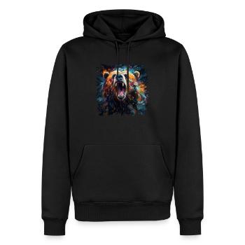 Grizzly ours Design ours dans des couleurs vives. Grizzly - Sweat à capuche Premium bio Homme - noir - Devant - Nico (187cm)