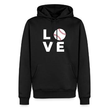 Baseball-Liebe - Männer Premium Bio Hoodie - Schwarz - Vorne - Nico (187cm)