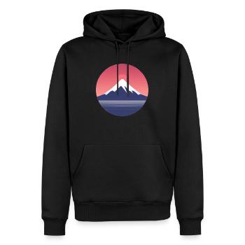 Minimalistischer Berg Fuji - Männer Premium Bio Hoodie - Schwarz - Vorne - Nico (187cm)