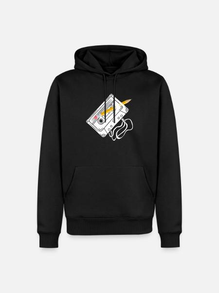 Rewind cassette with pencil - Men’s Premium Organic Hoodie - black