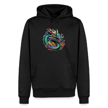 Asiatischer Drache - Japan - Chinesisch - Männer Premium Bio Hoodie - Schwarz - Vorne - Nico (187cm)