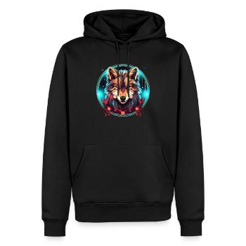 Loup avec ornement de Noël, loups d’amour - Sweat à capuche Premium bio Homme - noir - Devant - Nico (187cm)