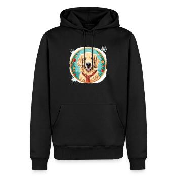 Golden Retriever chien Noël, chiens d’amour - Sweat à capuche Premium bio Homme - noir - Devant - Nico (187cm)