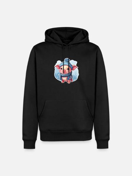 Cheerful Snow Pig - Men’s Premium Organic Hoodie - black