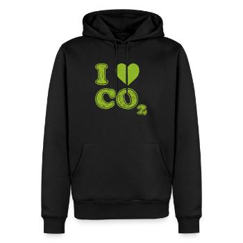 Ich liebe CO2 - Männer Premium Bio Hoodie - Schwarz - Vorne - Nico (187cm)