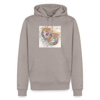 Wirrwarr 7 - Männer Premium Bio Hoodie - Taupe - Vorne - Nico (187cm)
