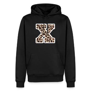 Letter X Leopard Pattern - Birthday Gift Idea - Men’s Premium Organic Hoodie - black - Front - Nico (187cm)