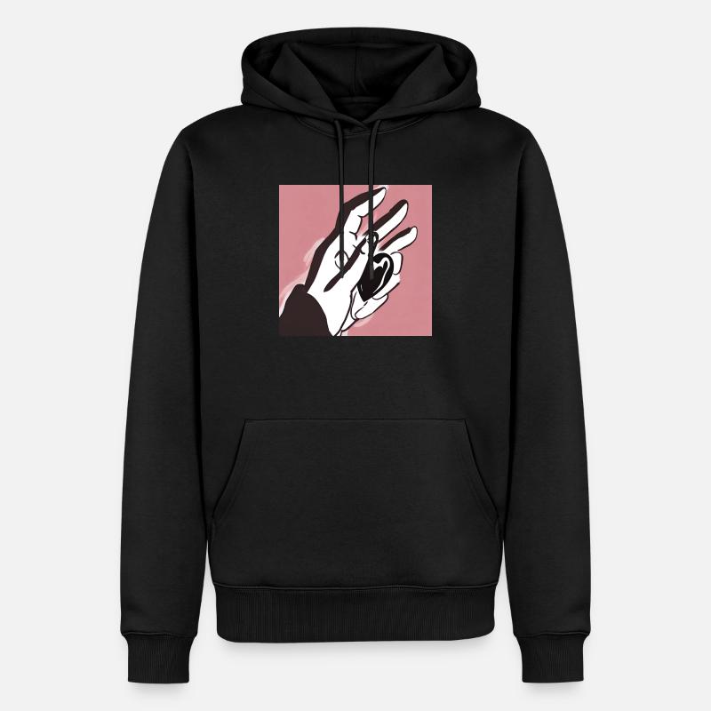 Herz-Fänger - Männer Premium Bio Hoodie - Schwarz