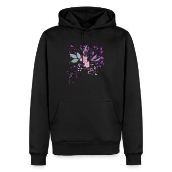 Floral - Sweat à capuche Premium bio Homme - noir - Devant - Nico (187cm)