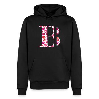 Lettre b bisous - Sweat à capuche Premium bio Homme - noir - Devant - Nico (187cm)