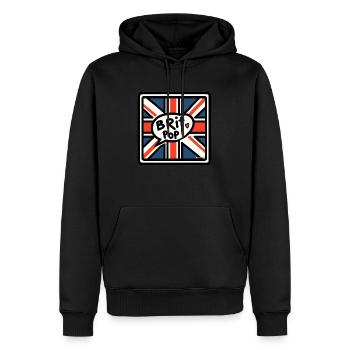 Brit Pop - Union Jack - Sweat à capuche Premium bio Homme - noir - Devant - Nico (187cm)