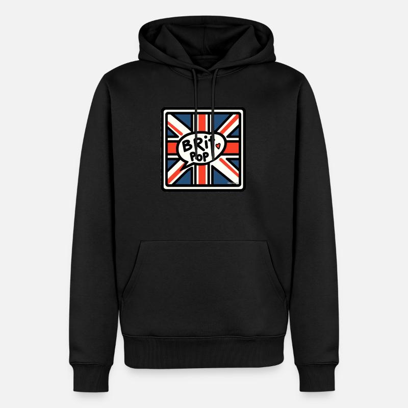 Brit Pop - Union Jack - Sweat à capuche Premium bio Homme - noir