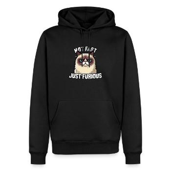 NICHT SCHNELL, NUR WÜTEND, LUSTIGE KATZE - Männer Premium Bio Hoodie - Schwarz - Vorne - Nico (187cm)