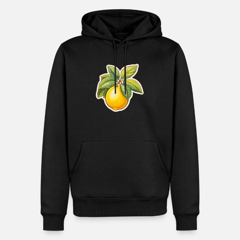 Citron avec feuille - Sweat à capuche Premium bio Homme - noir