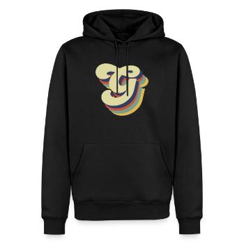 Lettre g rétro - Sweat à capuche Premium bio Homme - noir - Devant - Nico (187cm)