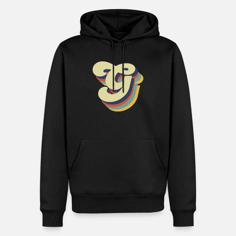 Retro-G-Buchstabe - Männer Premium Bio Hoodie - Schwarz