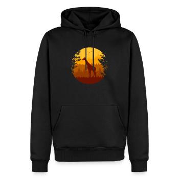 Herbstwald und Giraffe - Männer Premium Bio Hoodie - Schwarz - Vorne - Nico (187cm)