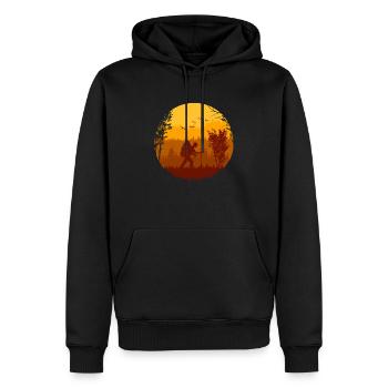 Wanderreise - Männer Premium Bio Hoodie - Schwarz - Vorne - Nico (187cm)
