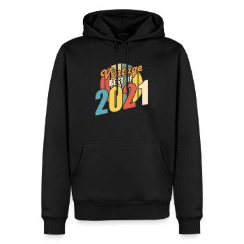 Vintage 2021 meilleur de 2021 - annif 3 ans - Sweat à capuche Premium bio Homme - noir - Devant - Nico (187cm)