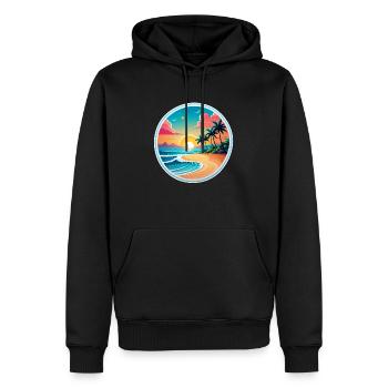 plage vacances soleil mer - Sweat à capuche Premium bio Homme - noir - Devant - Nico (187cm)