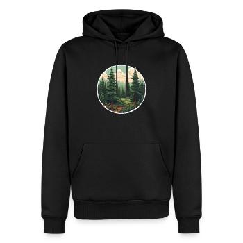 Fir Landscape - Men’s Premium Organic Hoodie - black - Front - Nico (187cm)
