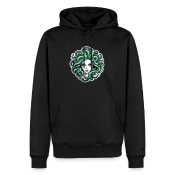 medusa mythologie grecque monstre - Sweat à capuche Premium bio Homme - noir - Devant - Nico (187cm)