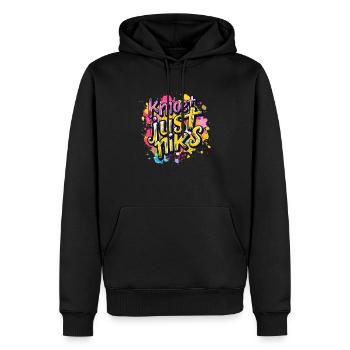Kmoet just niks, Antwerpener Dialekthemden - Männer Premium Bio Hoodie - Schwarz - Vorne - Nico (187cm)