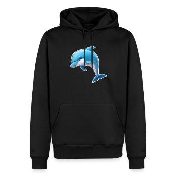 Delfin - Männer Premium Bio Hoodie - Schwarz - Vorne - Nico (187cm)