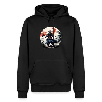 Samurai Japan Drachen Landschaft - Männer Premium Bio Hoodie - Schwarz - Vorne - Nico (187cm)