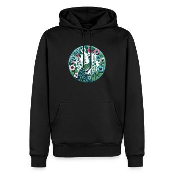 Vintage Pfau - Männer Premium Bio Hoodie - Schwarz - Vorne - Nico (187cm)