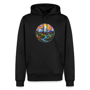 Mountain panorama at sunrise - Men’s Premium Organic Hoodie - black - Front - Nico (187cm)