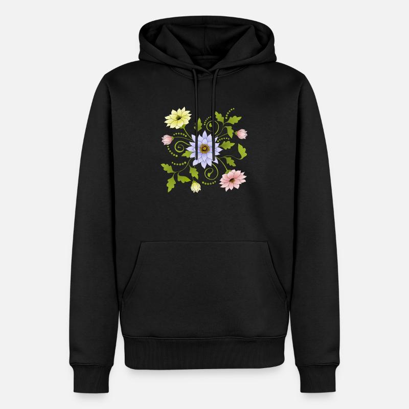 Fleur - Sweat à capuche Premium bio Homme - noir