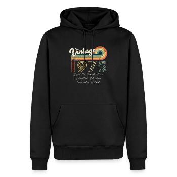 1975 Vintage Classique 1975 - Sweat à capuche Premium bio Homme - noir - Devant - Nico (187cm)