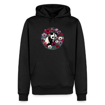 Fleur Panda Ours - Sweat à capuche Premium bio Homme - noir - Devant - Nico (187cm)