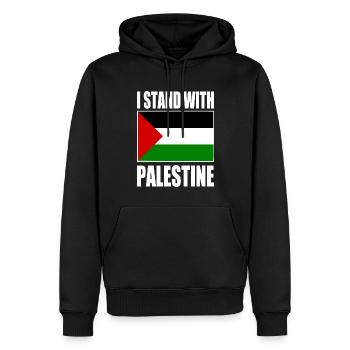 I stand with palestine - Sweat à capuche Premium bio Homme - noir - Devant - Nico (187cm)